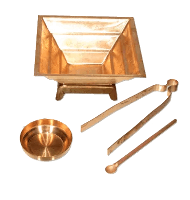 agnihotra kit(Copper patra,stand,spoon and plate)